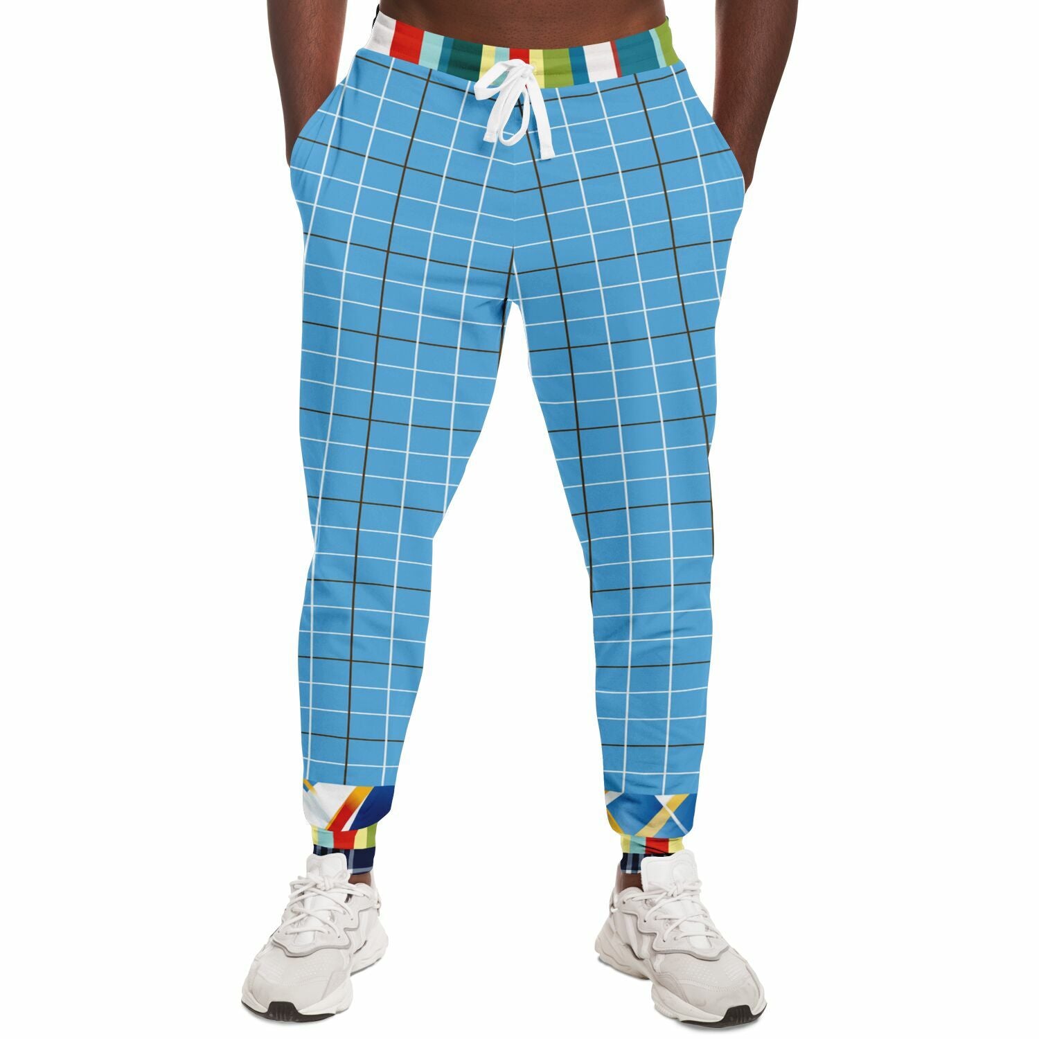 Liberty Blue Windowpane Plaid Eco-Poly Joggers