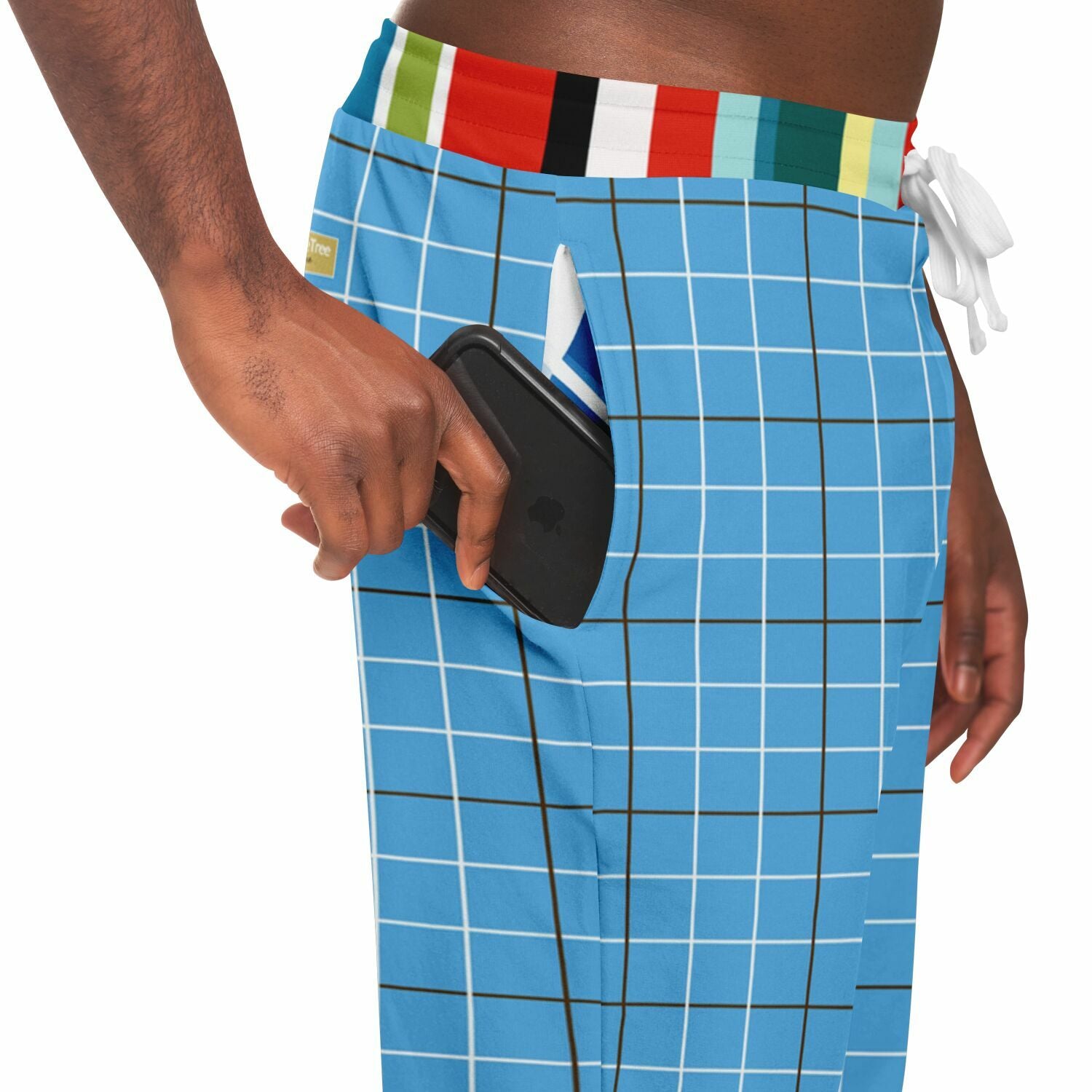 Liberty Blue Windowpane Plaid Eco-Poly Joggers