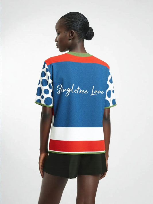 Life is Beautiful in Blue - A Striped Sweater Knit Tee