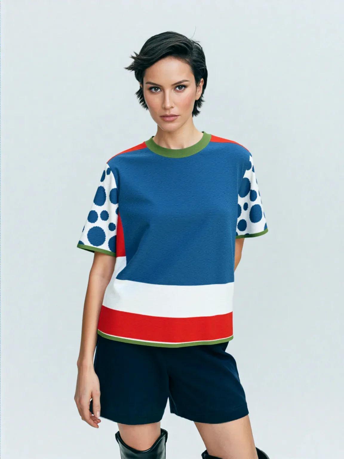 Life is Beautiful in Blue - A Striped Sweater Knit Tee