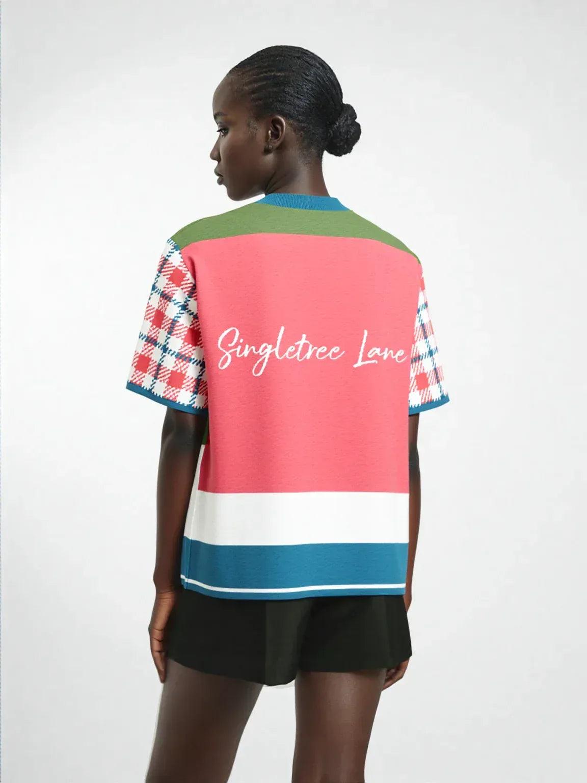 Life is Beautiful in Coral Pink - A Striped Sweater Knit Tee