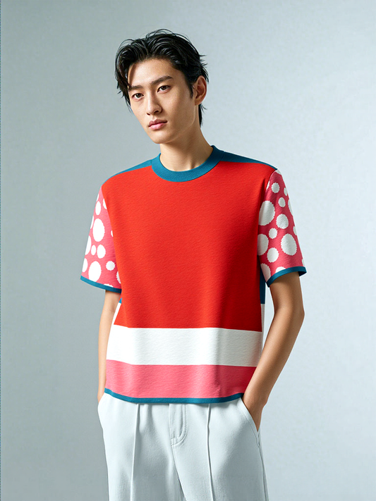 Life is Beautiful in Red - A Striped Sweater Knit Tee