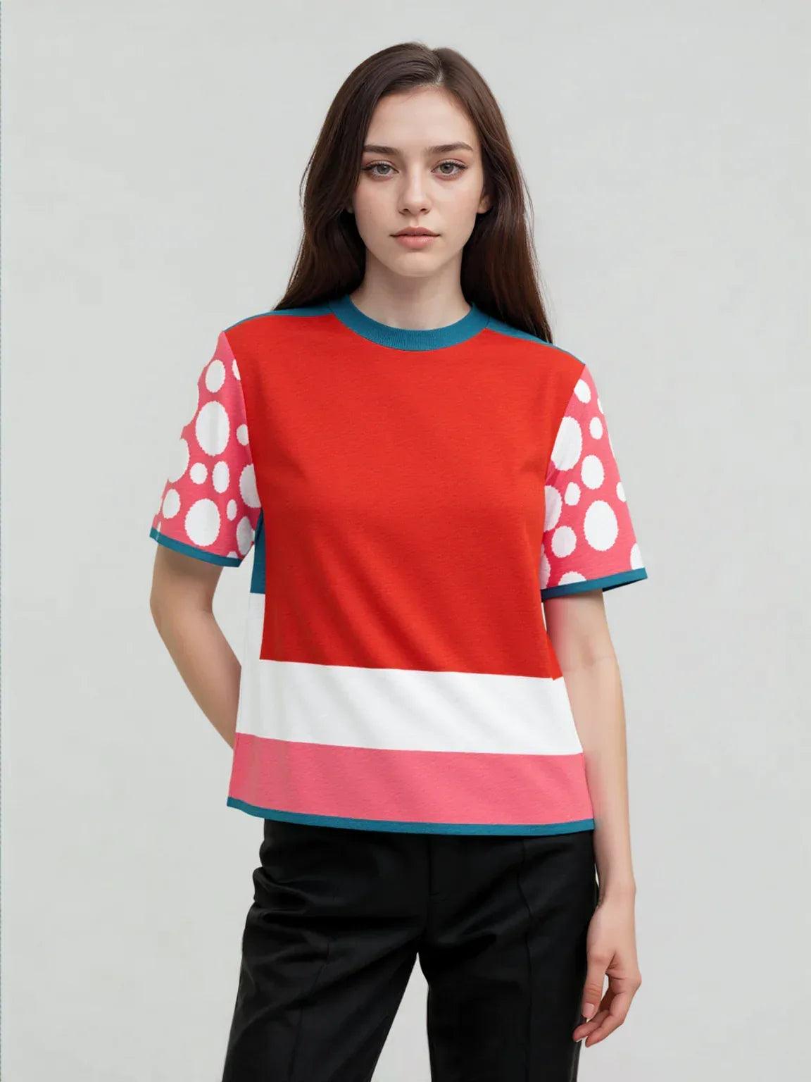 Life is Beautiful in Red - A Striped Sweater Knit Tee