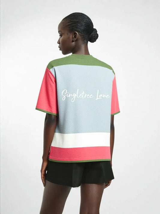 Life is Beautiful in Sky Blue - A Striped Sweater Knit Tee