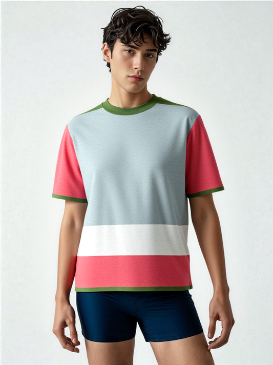 Life is Beautiful in Sky Blue - A Striped Sweater Knit Tee