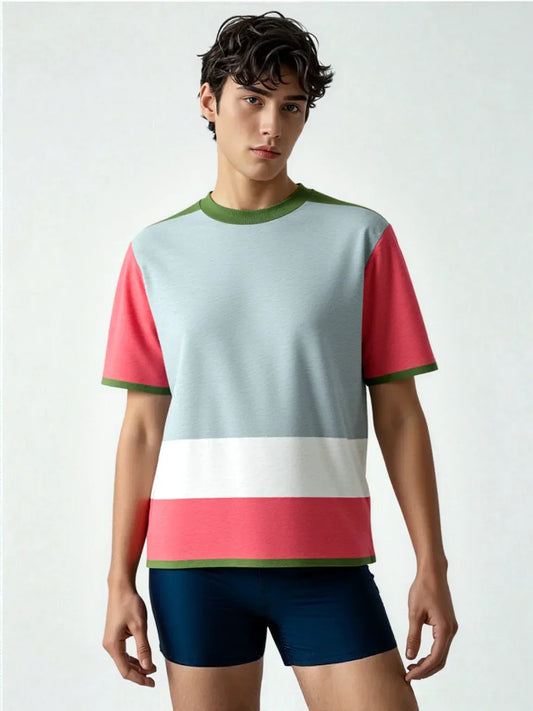 Life is Beautiful in Sky Blue - A Striped Sweater Knit Tee