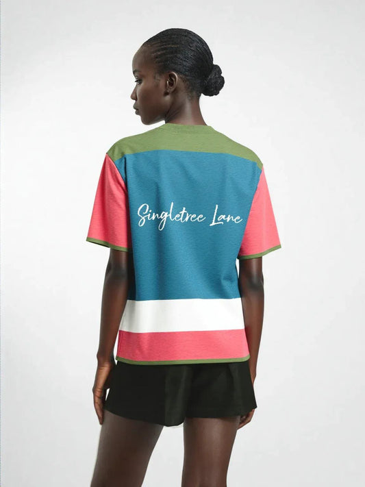 Life is Beautiful in Teal - A Striped Sweater Knit Tee