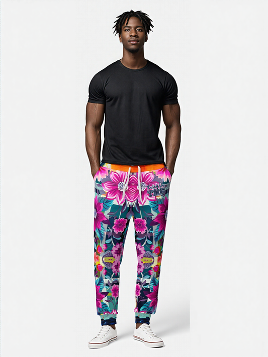 Look of Betrayal Pink Plaid Floral Eco-Poly Unisex Joggers