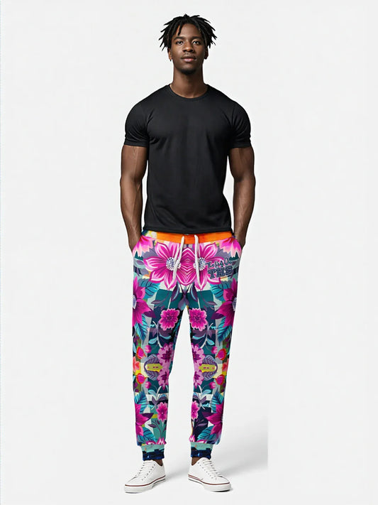 Look of Betrayal Pink Plaid Floral Eco-Poly Unisex Joggers