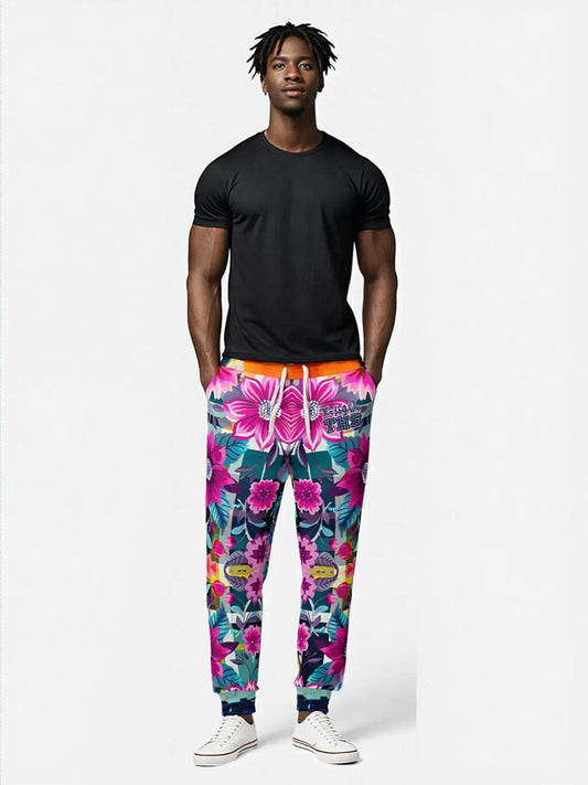 Look of Betrayal Pink Plaid Floral Eco-Poly Unisex Joggers