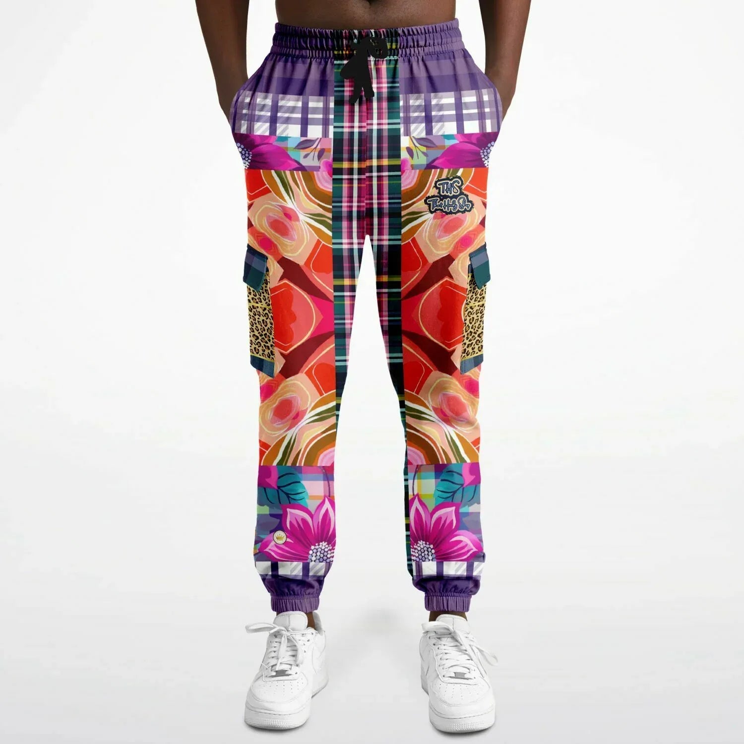 Look of Betrayal Plaid Floral Cheetah LUXE Eco-Poly Unisex Cargo Joggers