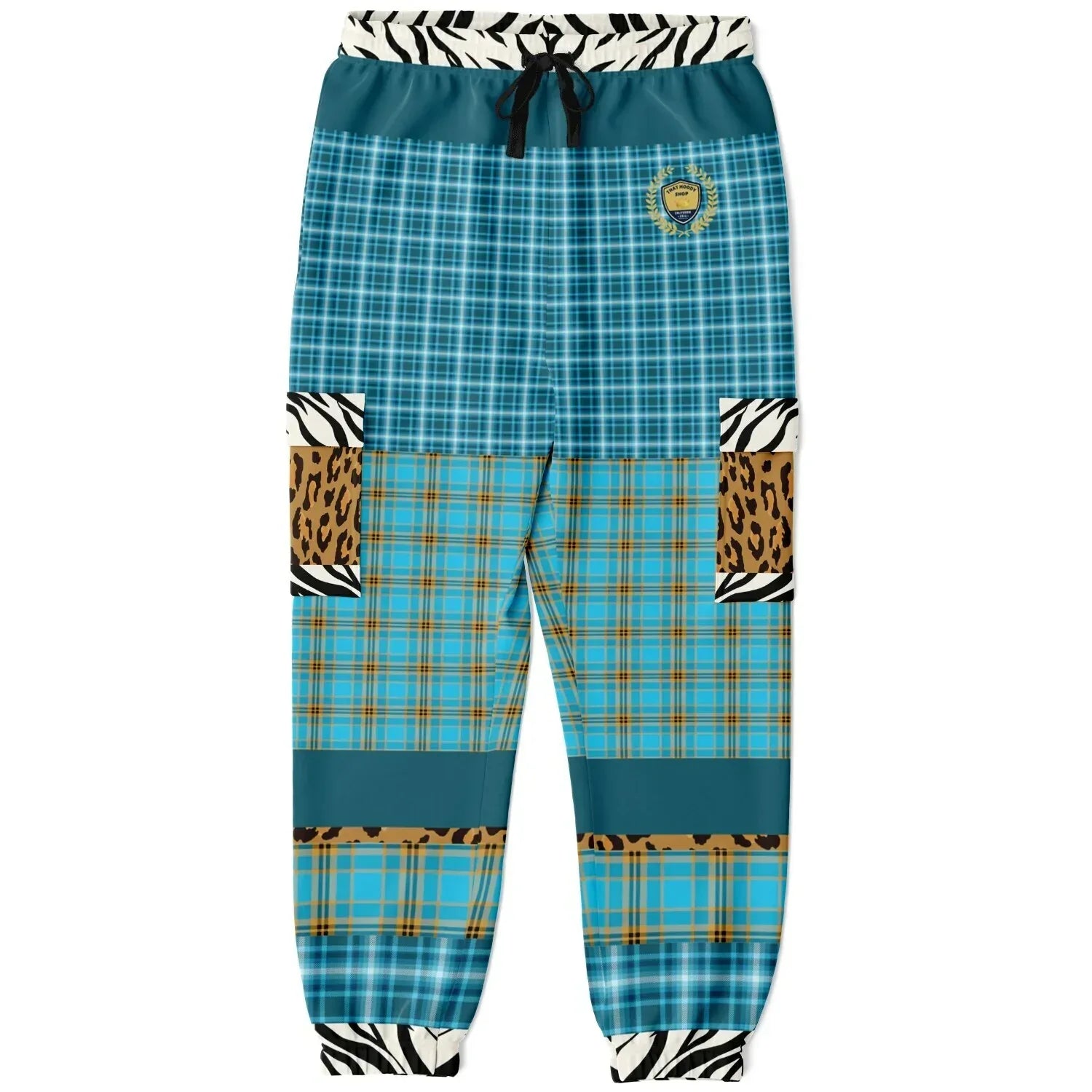 Maldives in the Background Blue Plaid Eco-Poly Unisex Cargo Joggers
