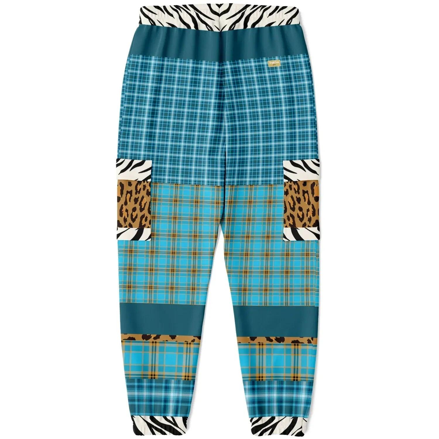 Maldives in the Background Blue Plaid Eco-Poly Unisex Cargo Joggers