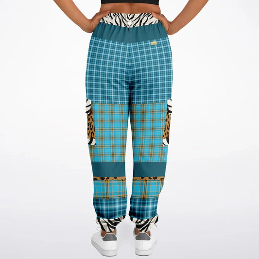 Maldives in the Background Blue Plaid Eco-Poly Unisex Cargo Joggers
