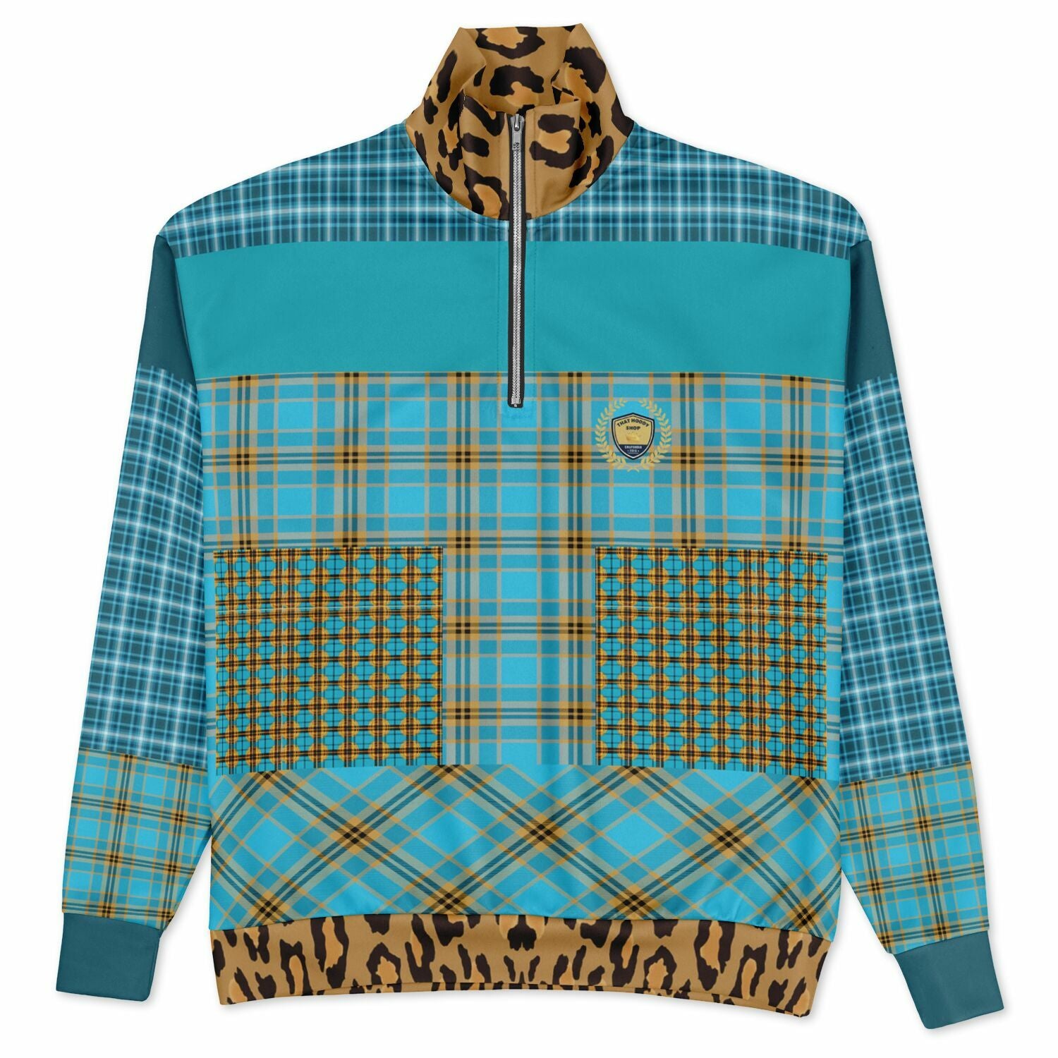 Maldives in the Background Plaid Heavyweight Quarter Zip Unisex Pullover