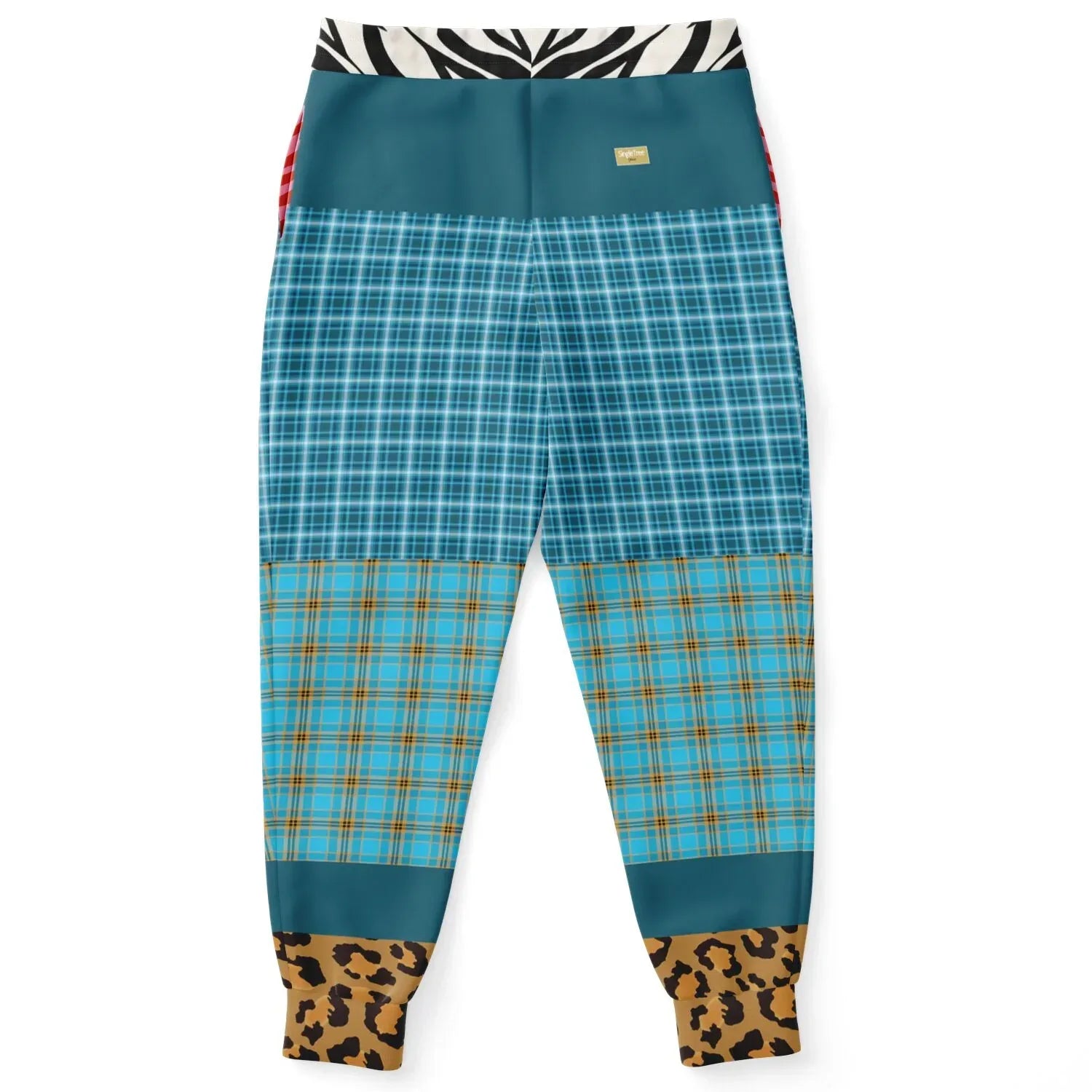 Maldives in the Background Blue Plaid Eco-Poly Joggers