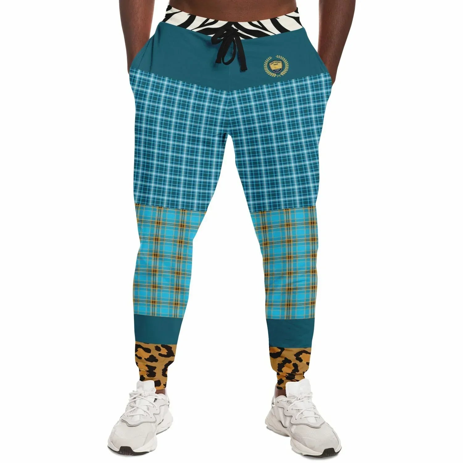 Maldives in the Background Blue Plaid Eco-Poly Joggers