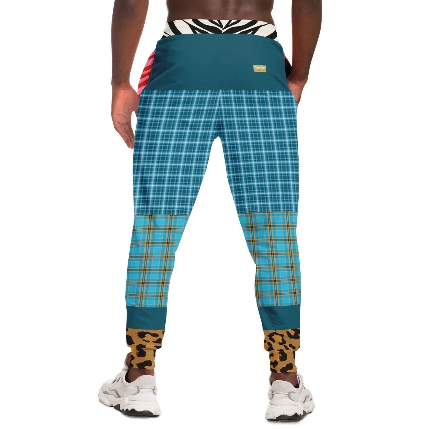 Maldives in the Background Blue Plaid Eco-Poly Joggers