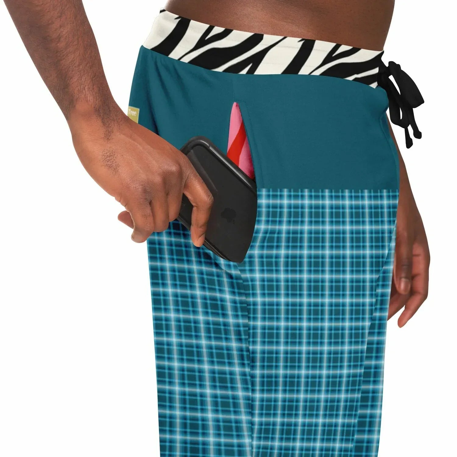 Maldives in the Background Blue Plaid Eco-Poly Joggers