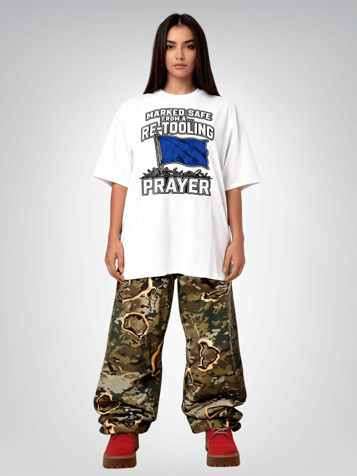 Marked Safe from a Retooling Prayer Heavyweight Unisex Tee