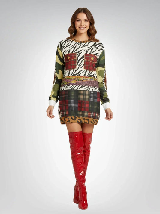 Mary Queen of Scots Plaid Animal Patchwork Unisex Sweatshirt (Gold Label)