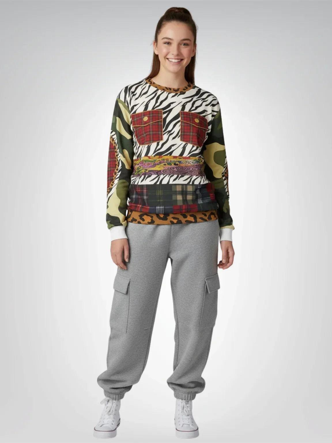 Mary Queen of Scots Plaid Animal Patchwork Unisex Sweatshirt (Gold Label)