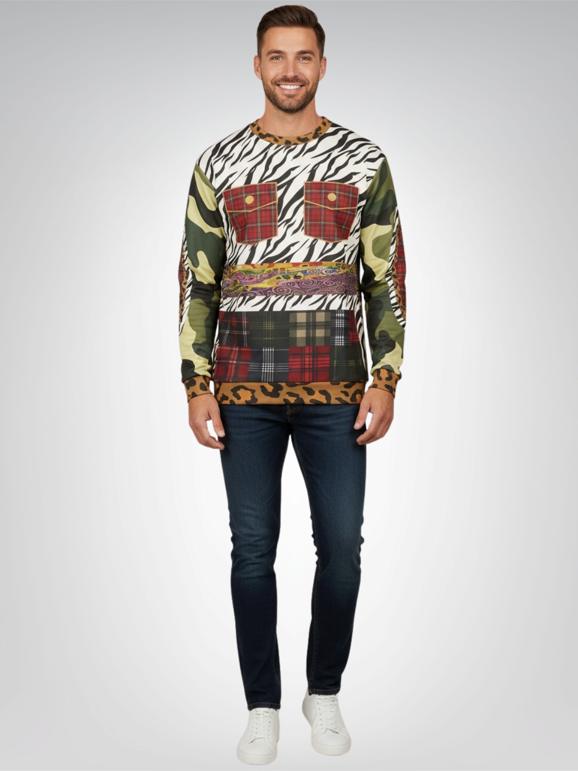 Mary Queen of Scots Plaid Animal Patchwork Unisex Sweatshirt (Gold Label)