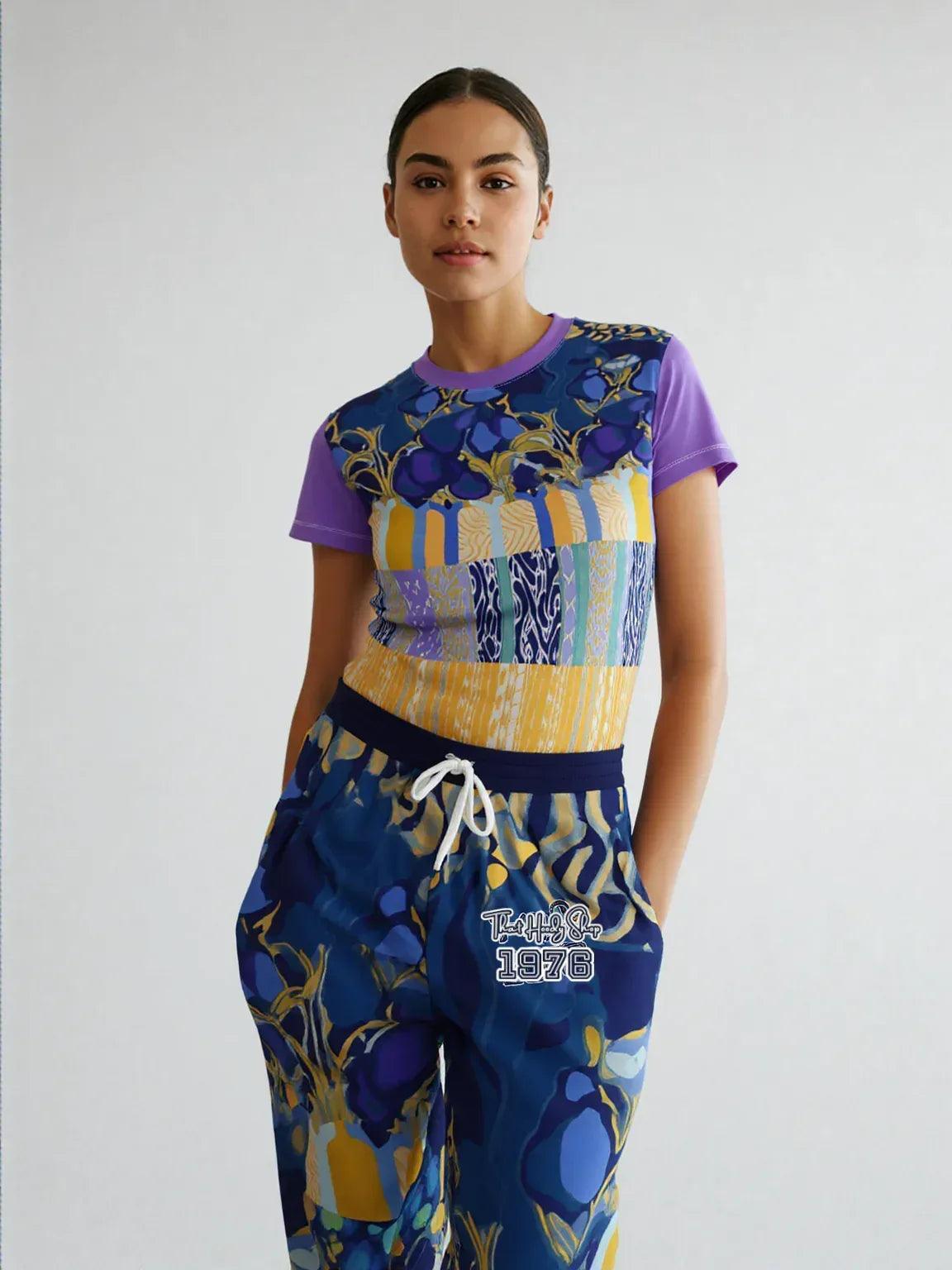 Mass Hypnosis Blue Abstract Floral Eco-Poly Unisex Joggers