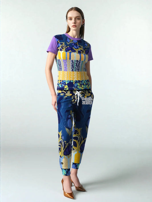 Mass Hypnosis Blue Abstract Floral Eco-Poly Unisex Joggers