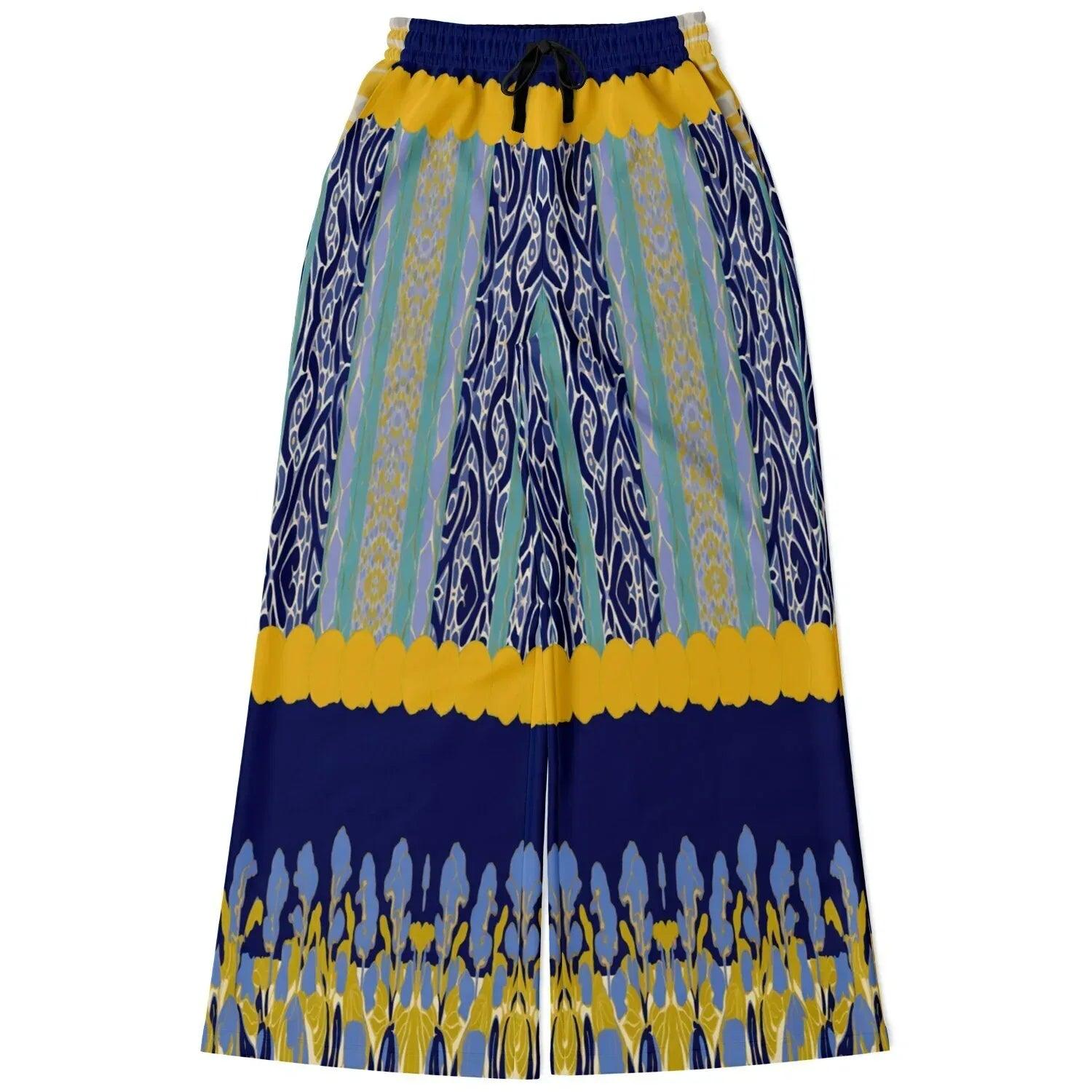 Mass Hypnosis Abstract Floral Stripe Eco-Poly Wide Leg Pants