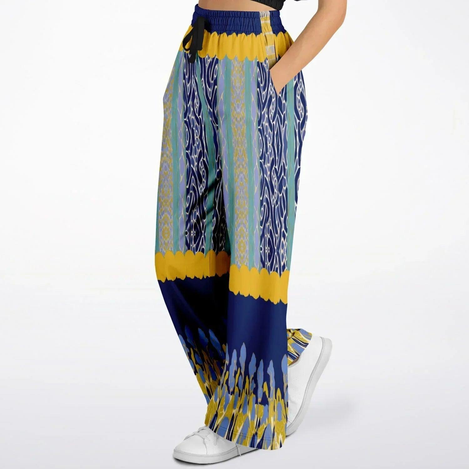 Mass Hypnosis Abstract Floral Stripe Eco-Poly Wide Leg Pants