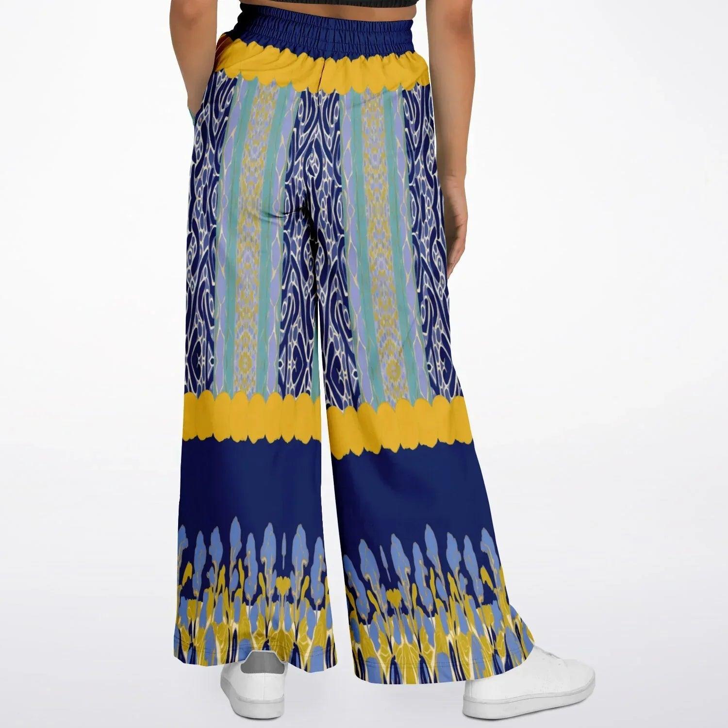 Mass Hypnosis Abstract Floral Stripe Eco-Poly Wide Leg Pants