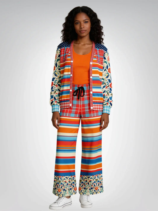 Meet Me in Andalusia Floral Stripe Heavyweight Unisex Cardigan