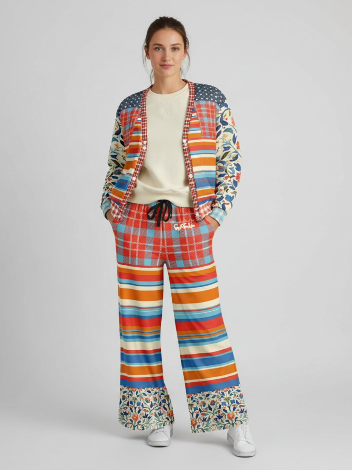 Meet Me in Andalusia Floral Stripe Heavyweight Unisex Cardigan