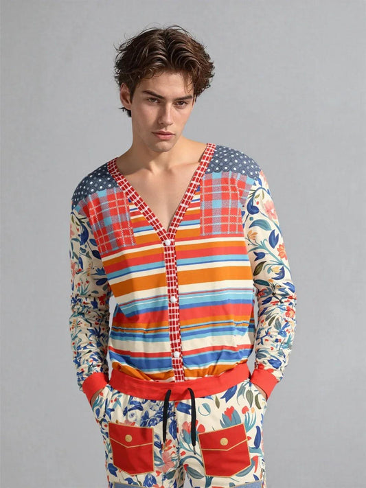 Meet Me in Andalusia Floral Stripe Heavyweight Unisex Cardigan