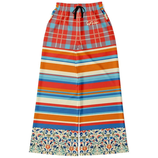 Meet Me in Andalusia Floral Plaid Eco-Poly Wide Leg Pants