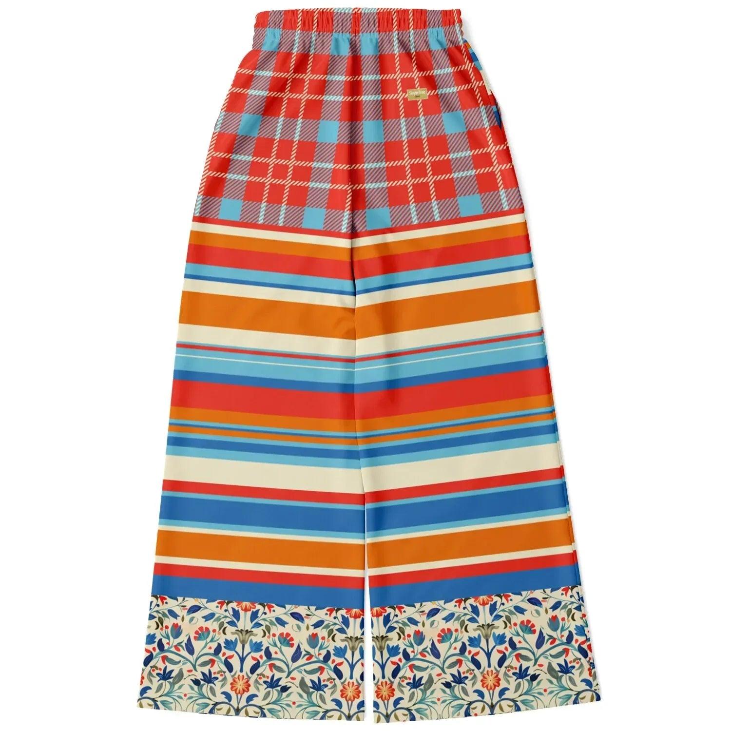Meet Me in Andalusia Floral Plaid Eco-Poly Wide Leg Pants