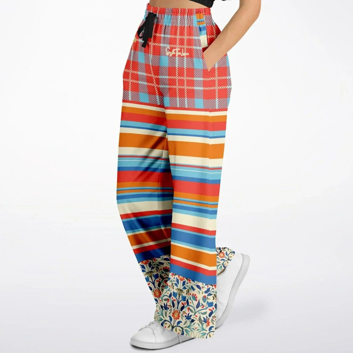 Meet Me in Andalusia Floral Plaid Eco-Poly Wide Leg Pants