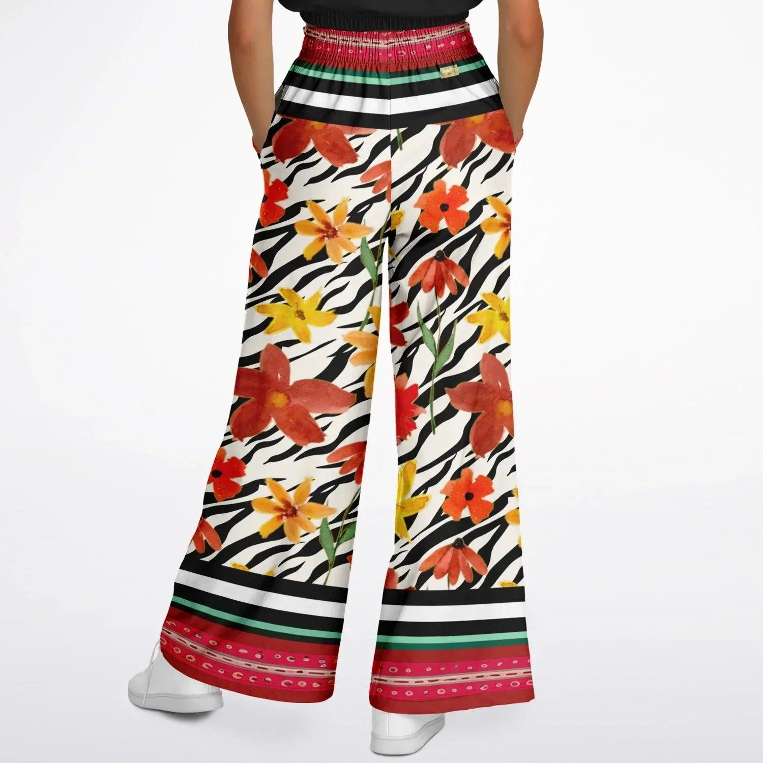Meet Me in Tangiers in Floral Stripe Eco-Poly Wide Leg Pants