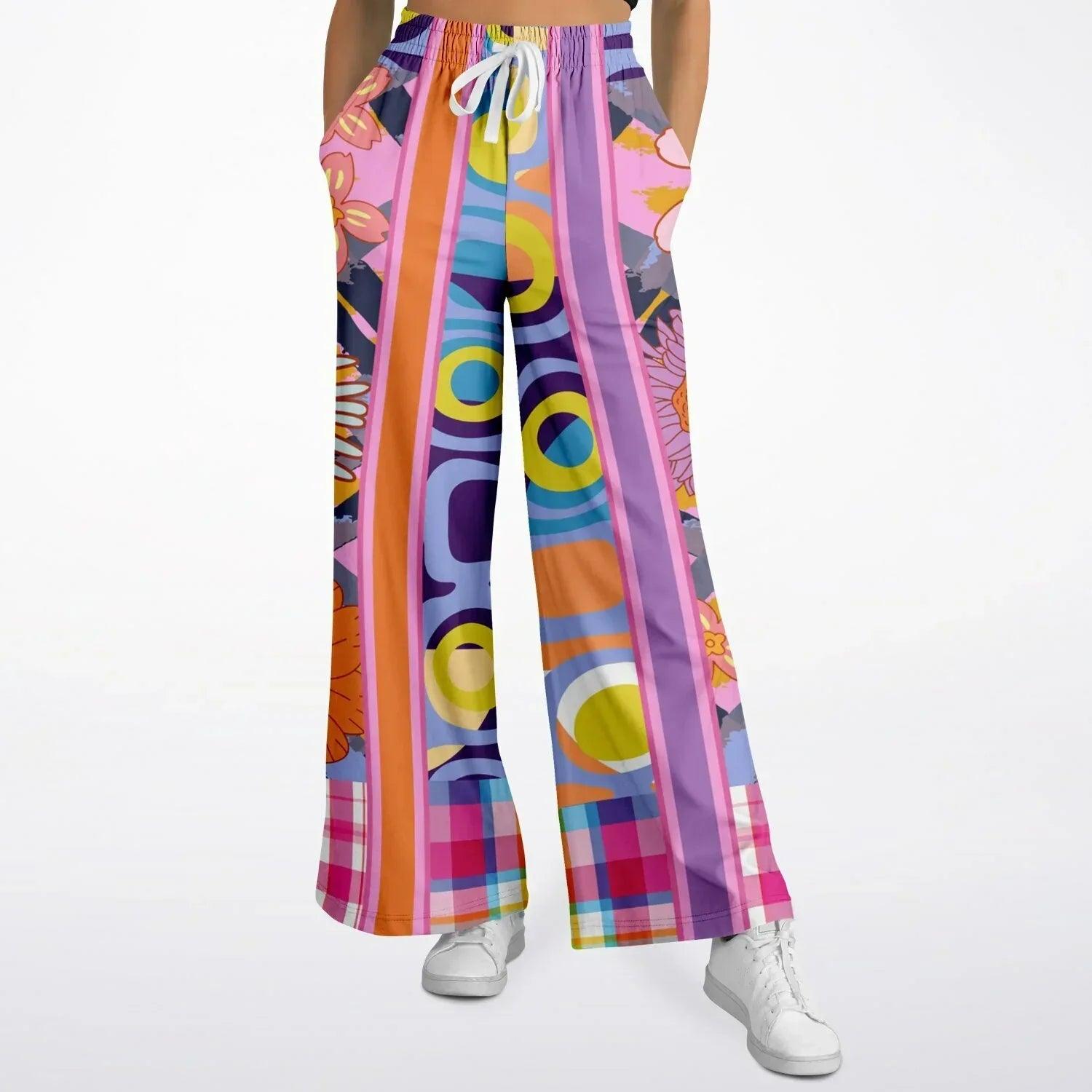 Mercury Retrograde Floral Plaid Eco-Poly Wide Leg Pants