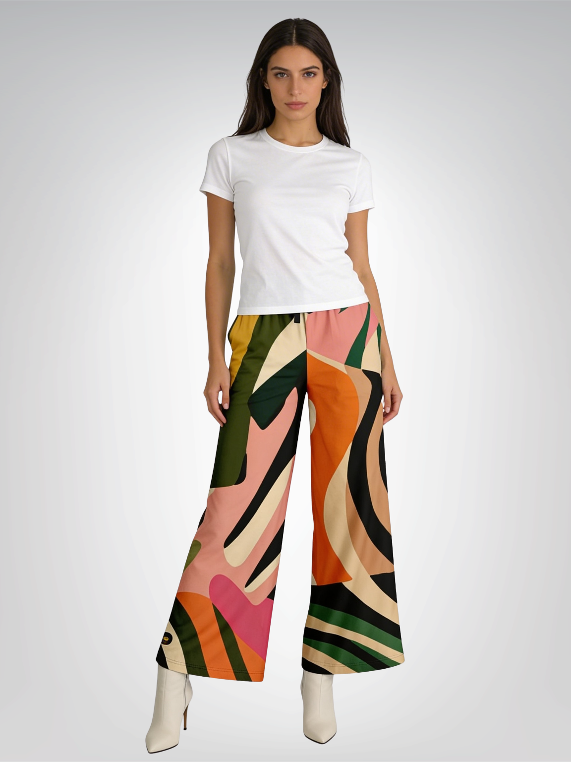 Miami Shores Tropical Zebra Eco-Poly Wide Leg Pants