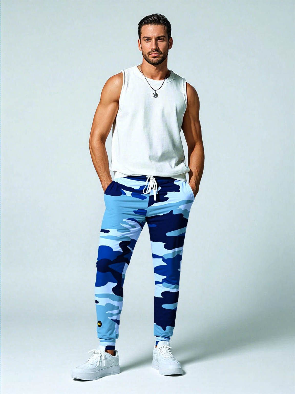Midnight Powder Blue Camo Eco-Poly Unisex Joggers