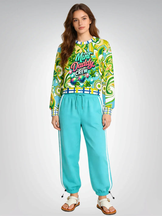 Mint Daddy Crew Paisley Print Cropped Sweatshirt (Gold Label)