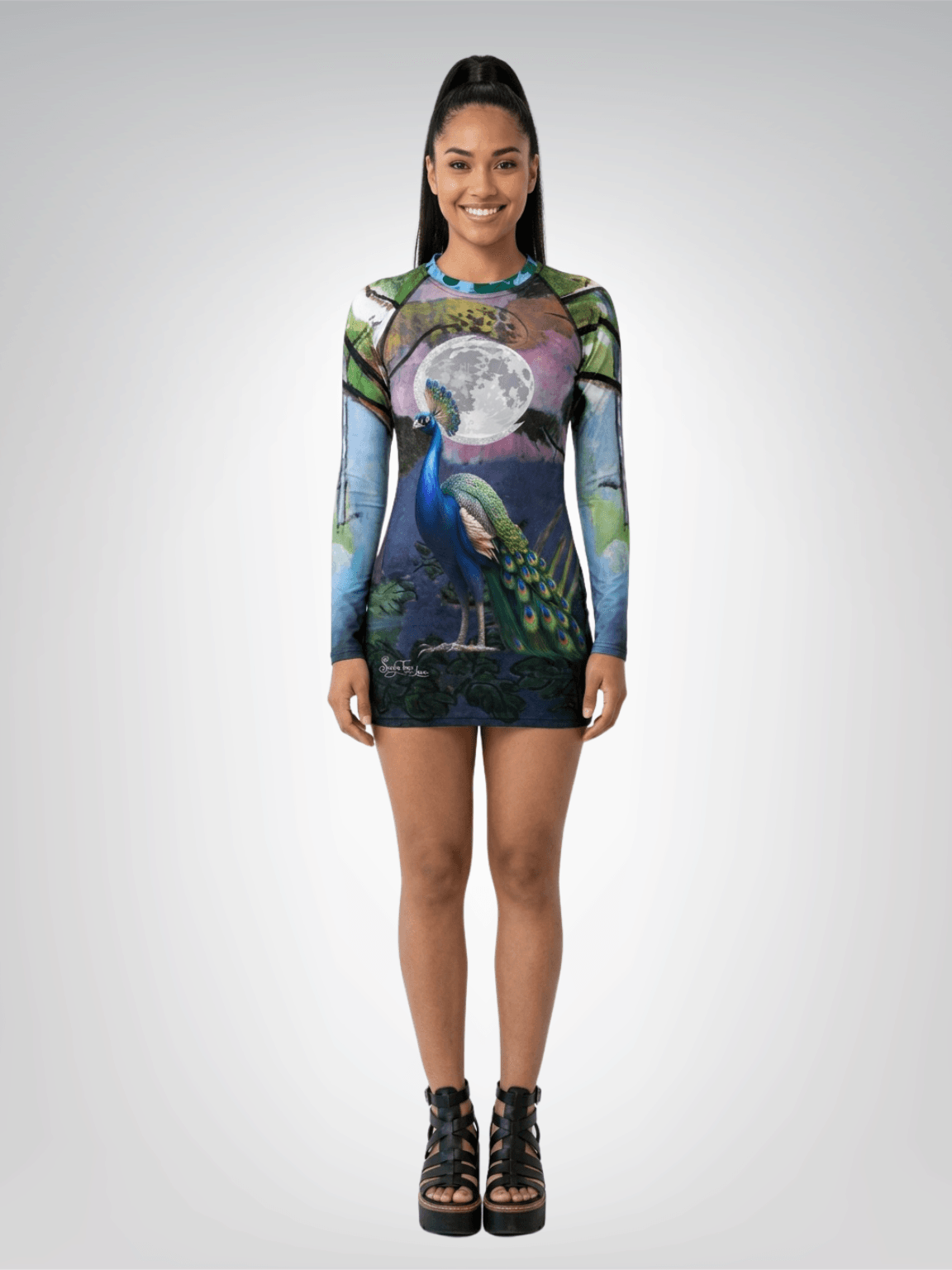 Moroccan Landscape by Moonlight in Peacock Energy Women&