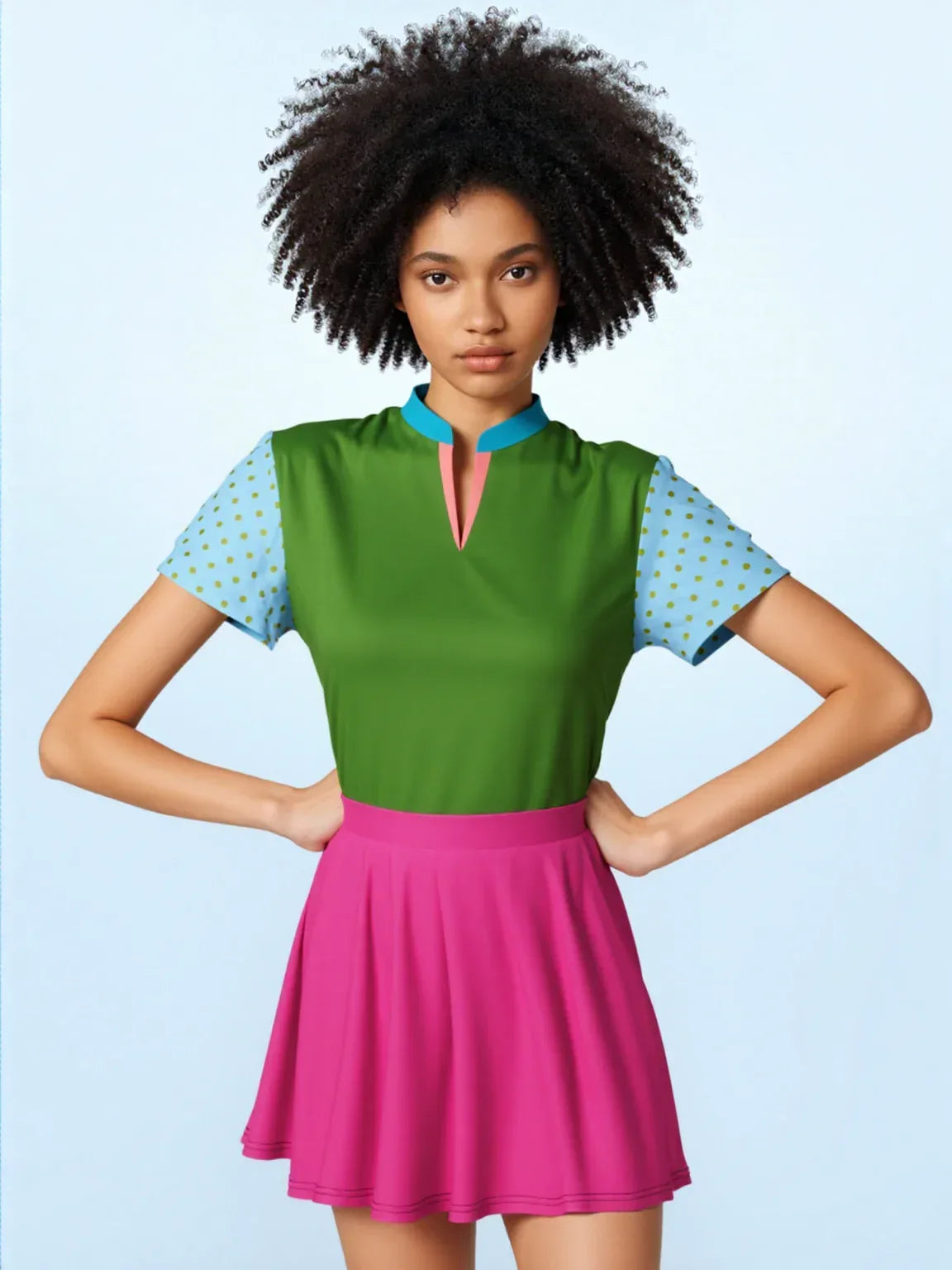 Hot Pink Solid Skater-Style Golf Skirt