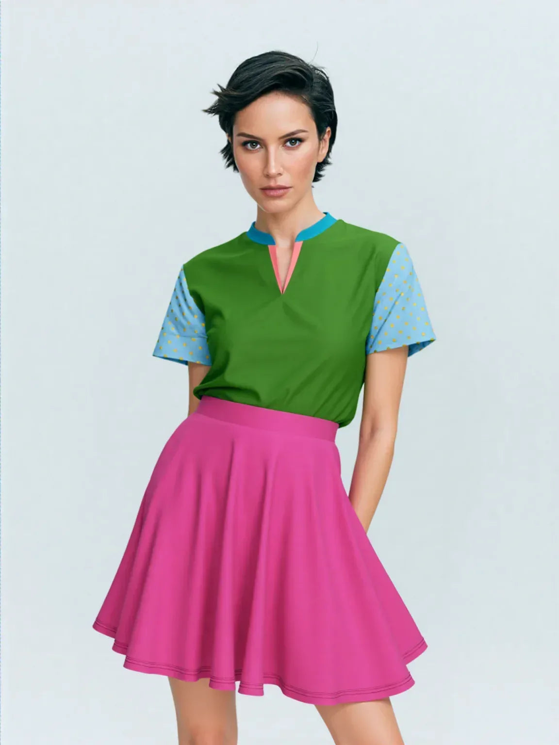 Hot Pink Solid Skater-Style Golf Skirt