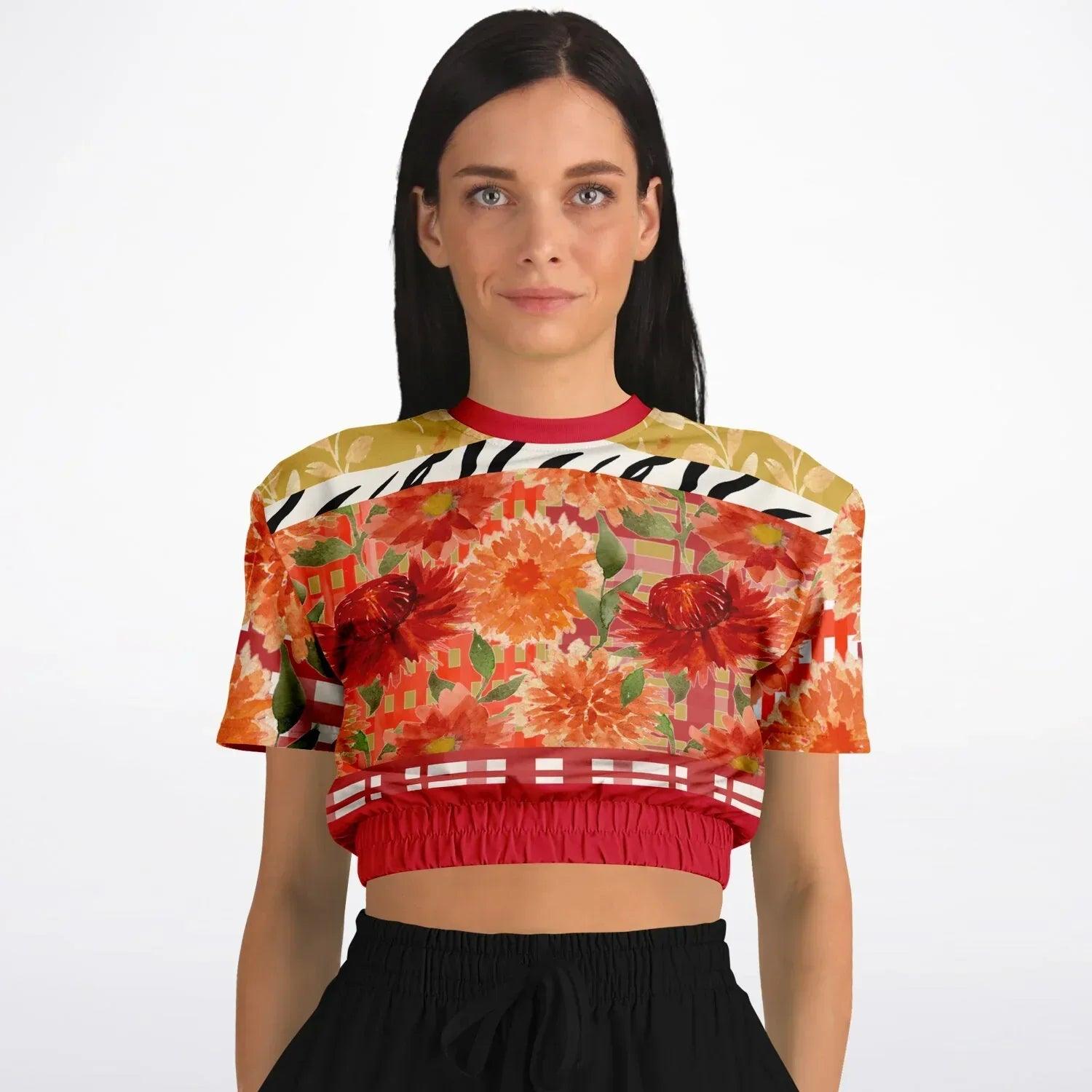 My Hippie Island Floral Eco-Poly Short Sleeve Cropped Pullover