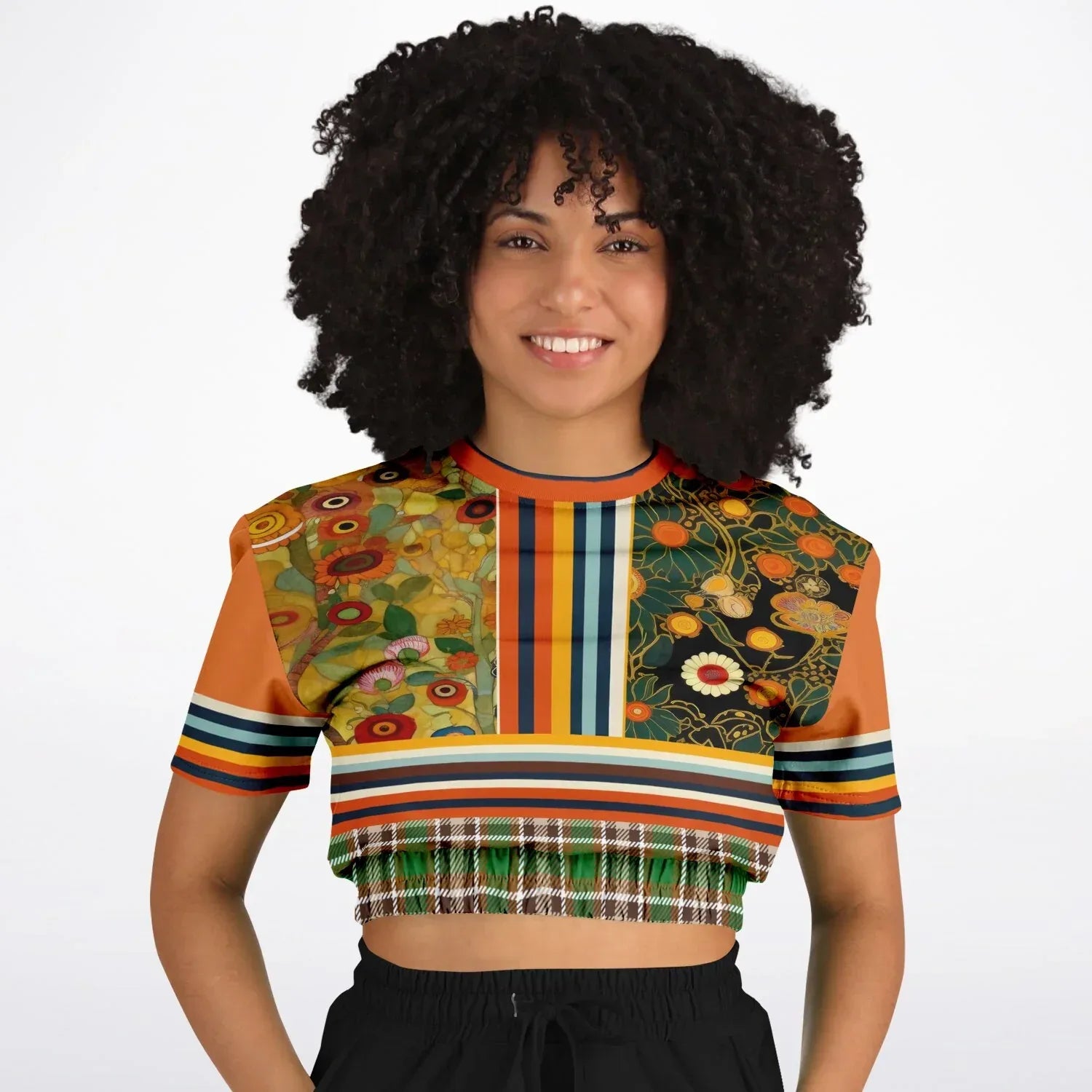 My Life as a Fairy Floral Stripe Eco-Poly Short Sleeve Cropped Pullover