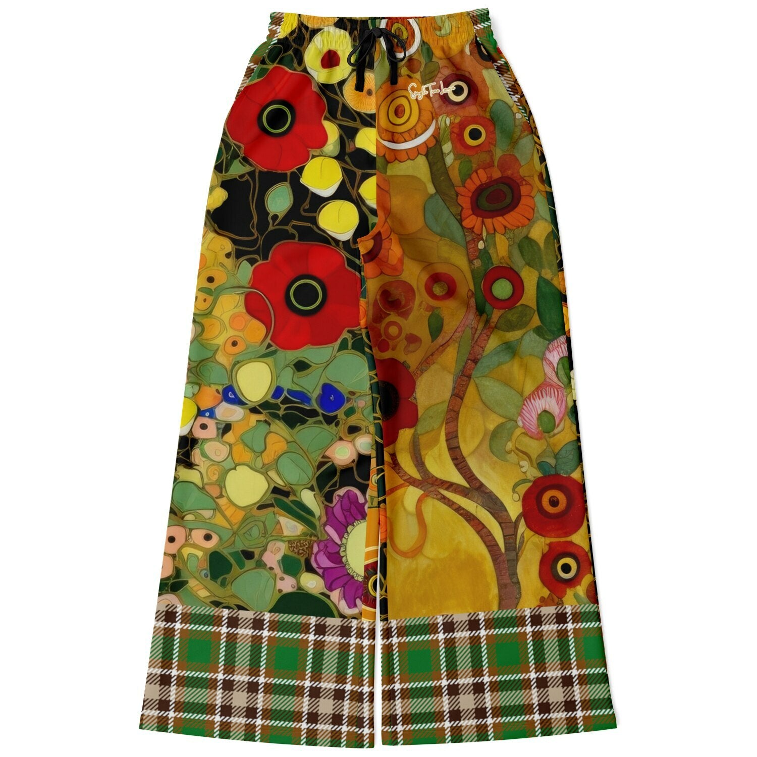 My Life as a Fairy Floral Plaid Eco-Poly Wide Leg Pants