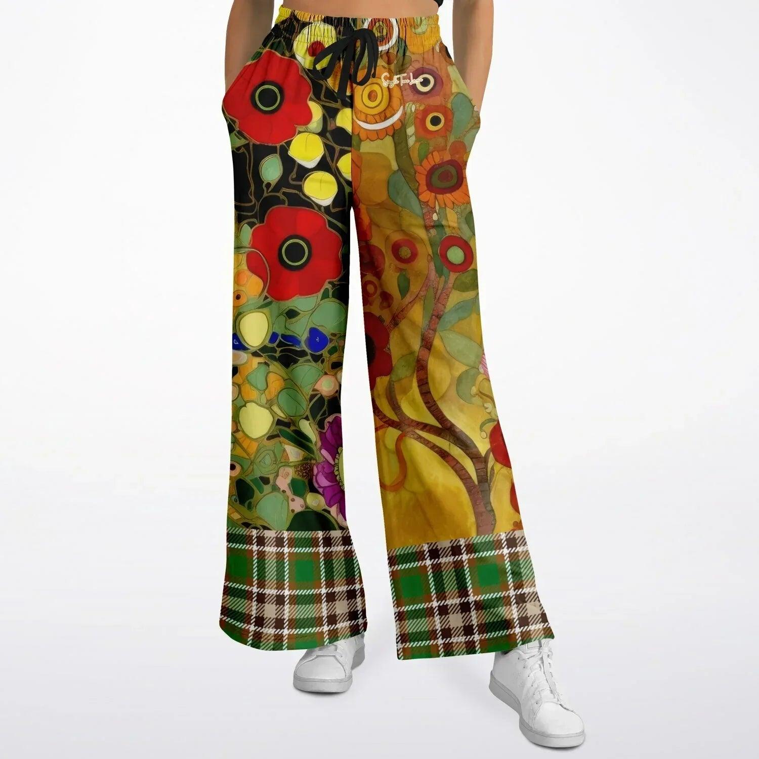 My Life as a Fairy Floral Plaid Eco-Poly Wide Leg Pants